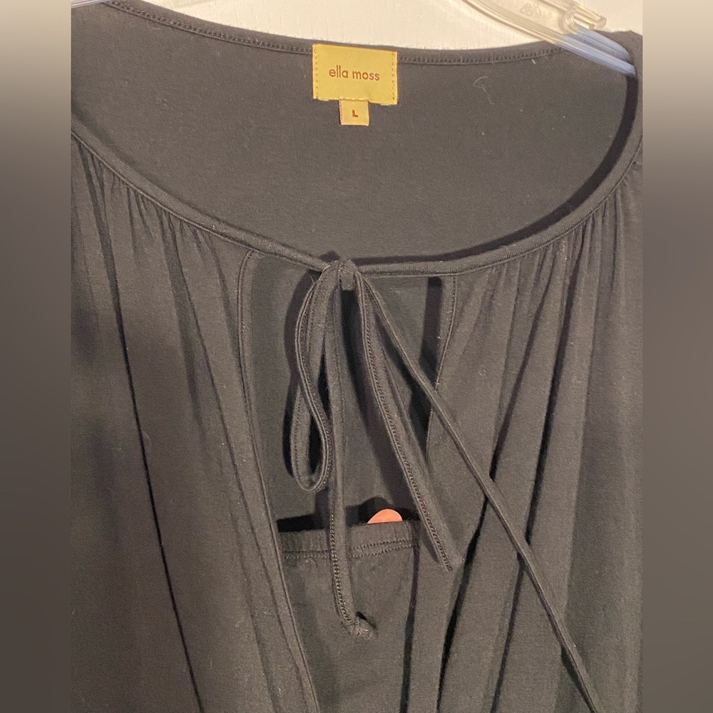 Y2K Anthro Ella Moss Blouson Sleeve Inbuilt Camisole Wrap Top USA MADE Black L - Picture 2 of 6